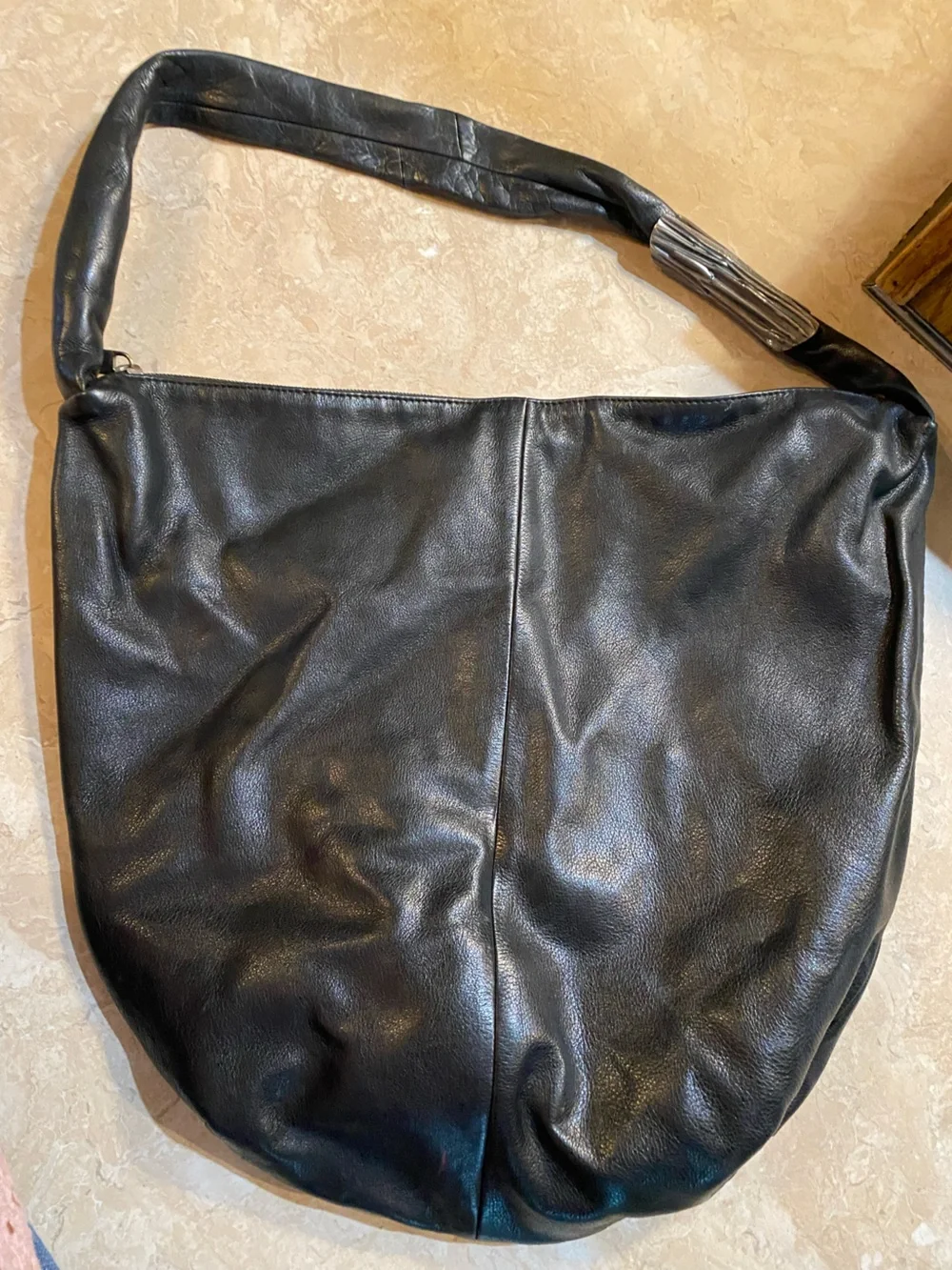 Renato Angi Black Leather Slouchy Hobo Bag